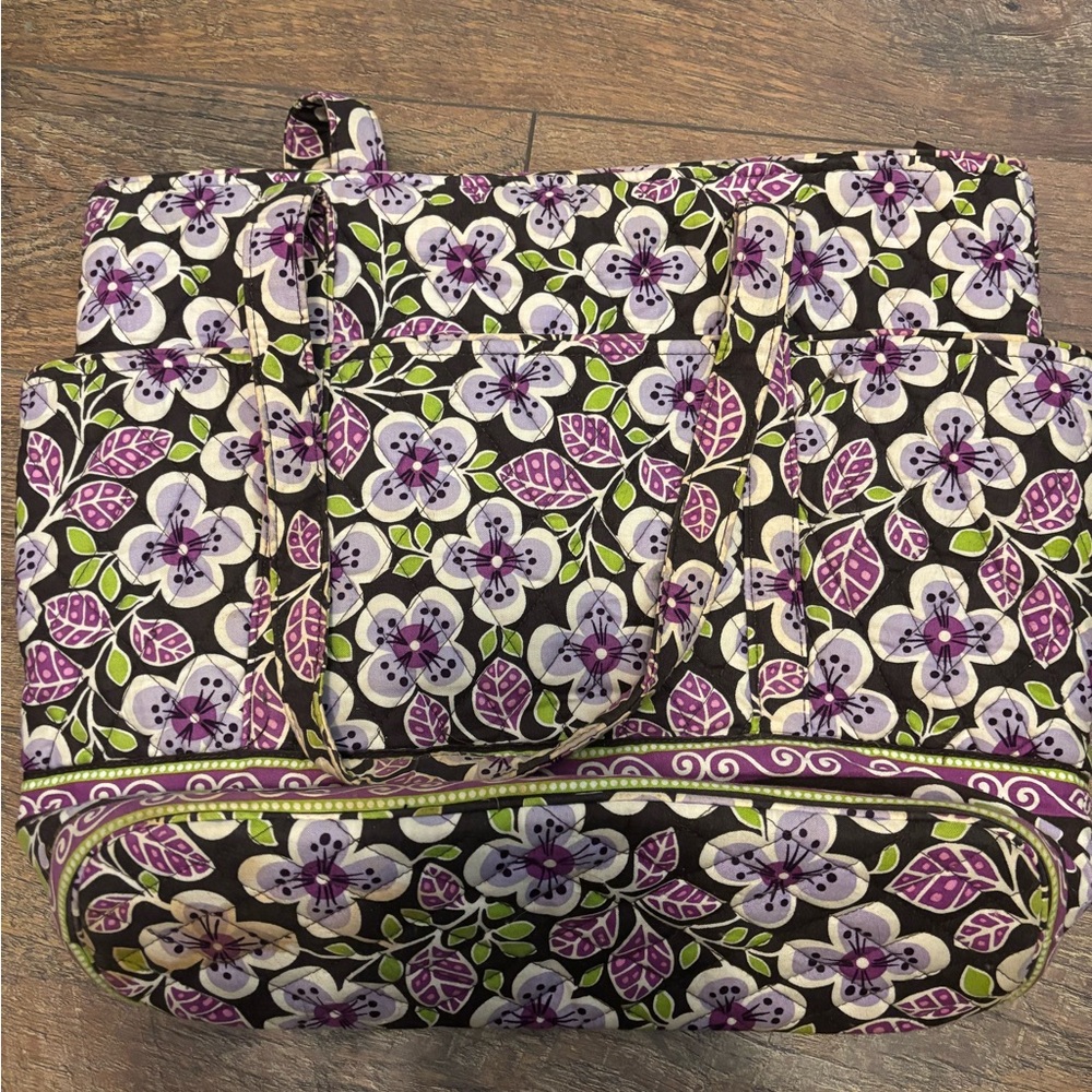 Vera Bradley Floral Baby Bag in Black and Purple